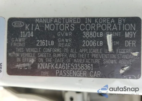 2015 Kia Forte Lx from USA, damaged, VIN KNAFK4A61F5358361